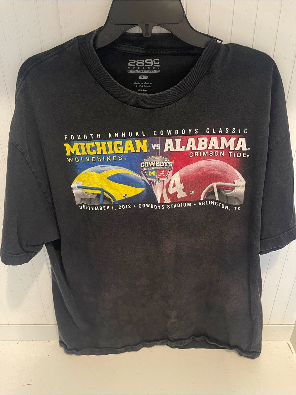 Vintage 2012 Cowboys Classic Michigan vs Alabama T-Shirt XL Faded Black